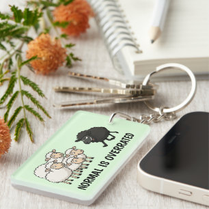 Black and White Sheep Key Ring