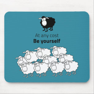 Black and white sheep mouse mat