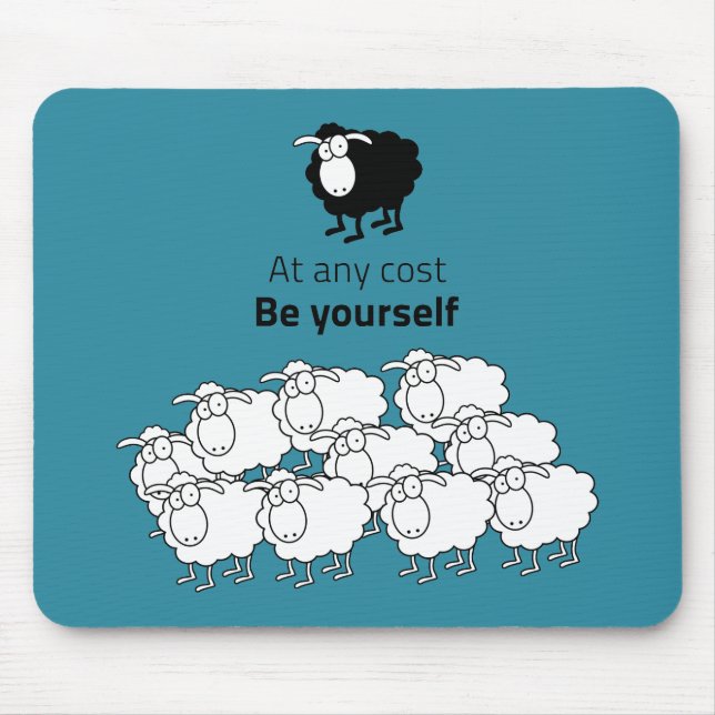 Black and white sheep mouse mat (Front)