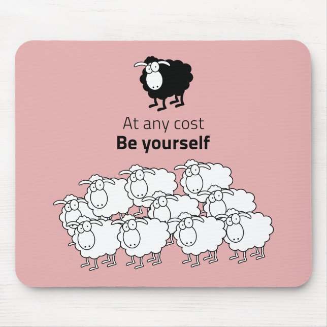 Black and white sheep mouse mat (Front)