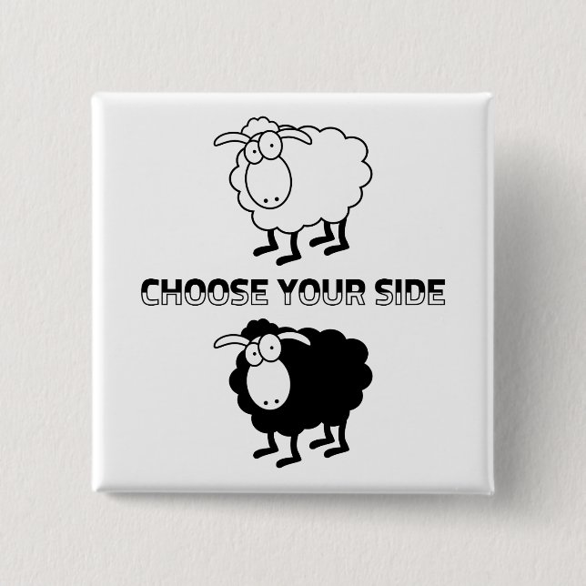 Black and white sheeps Motivational  Button (Front)