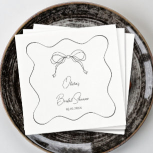 Black and White She's Tying the Knot Bridal Shower Napkin