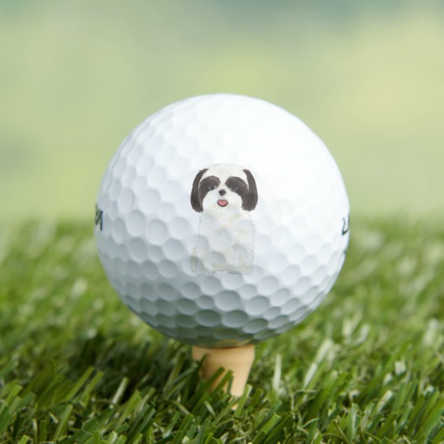 Black and White Shih Tzu Golf Balls (Insitu Tee)