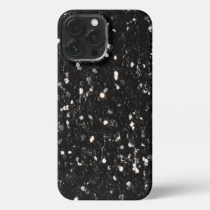 Black and white shiny glitter sparkles iPhone 13 pro max case