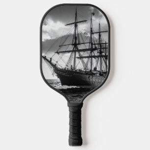 Black and white ship pickleball paddle
