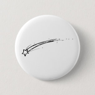 Black and White Shooting Star 6 Cm Round Badge
