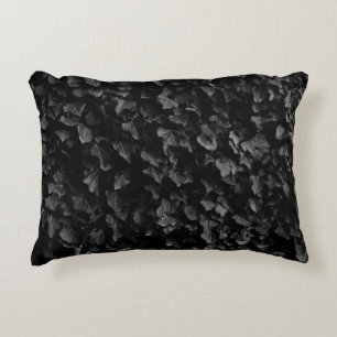 Black and white shot of thick ivy leaf plant decorative cushion
