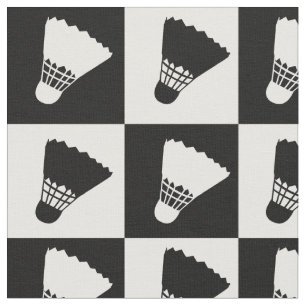 Black and white  shuttlecocks (large tiles) fabric