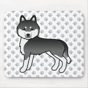 Black And White Siberian Husky Cute Cartoon Dog Mouse Mat