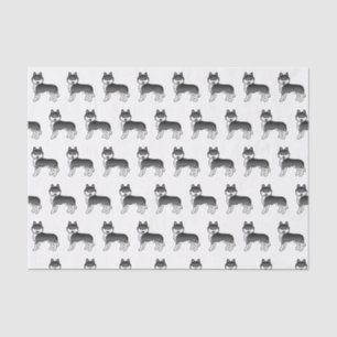 Black And White Siberian Husky Cute Dog Pattern Tissue Paper