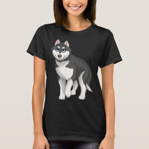 Black and White Siberian Husky Dog with Blue Eyes T-Shirt