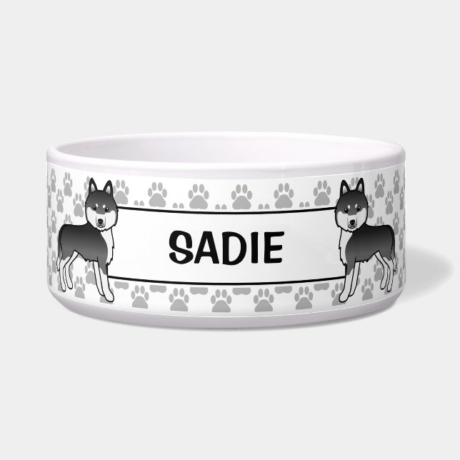 Black And White Siberian Husky With Pet's Name (Front)