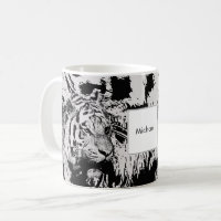 Black and white Siberian tiger print monogram name