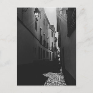Black and white side street postcard