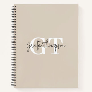 Black and White Signature Name Monogram Beige Notebook
