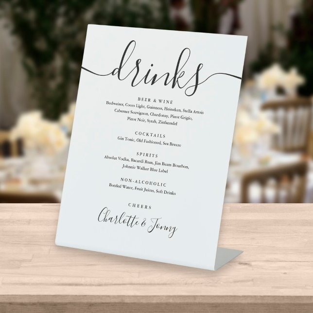 Black And White Signature Script Drinks Menu Pedestal Sign (Creator Uploaded)