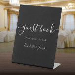 Black And White Signature Script Guest Book Pedestal Sign<br><div class="desc">This elegant black and white script minimalist guest book sign is perfect for all celebrations. Designed by Thisisnotme©</div>