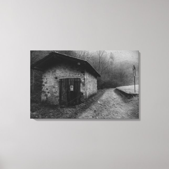 Black and White Silent Hill Oil Painting Canvas (Front)