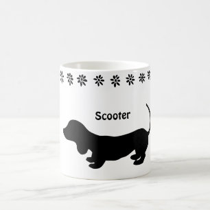 Black and White Silhouette Dachshund Puppy Mug