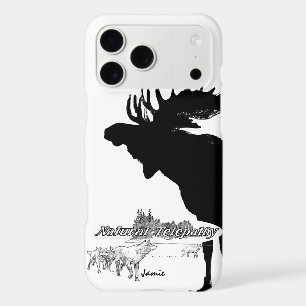 Black and White Silhouette Vintage Moose Wolf