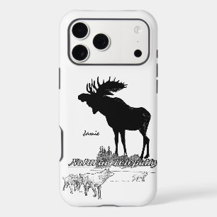 Black and White Silhouette Vintage Moose Wolf
