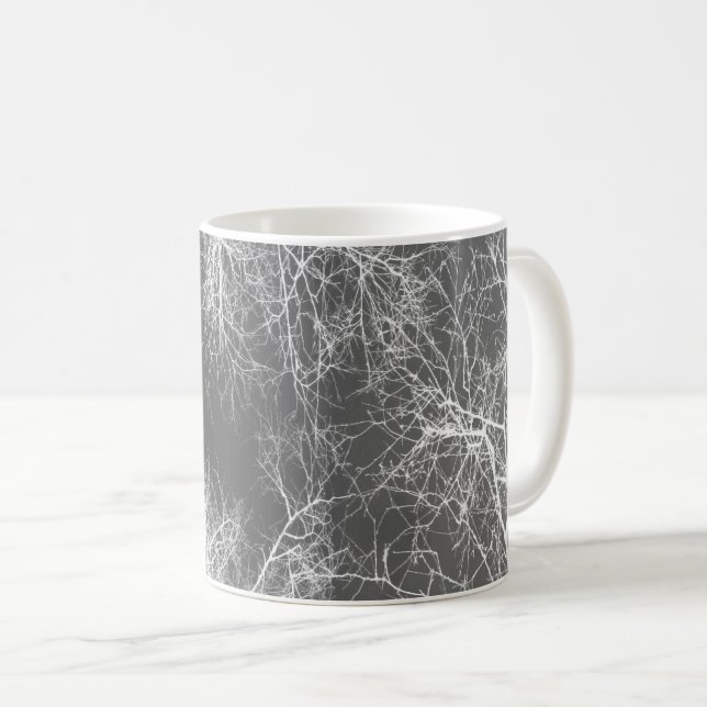 Black and white silhouetted trees coffee mug (Front Right)