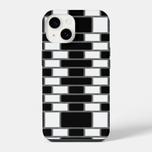 Black And White Sillitoe Tartan Chequered Pattern iPhone 14 Case