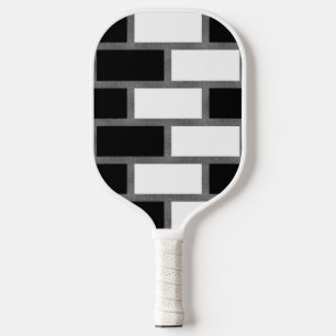 Black And White Sillitoe Tartan Chequered Pattern Pickleball Paddle