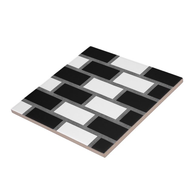 Black And White Sillitoe Tartan Chequered Pattern  Tile (Side)