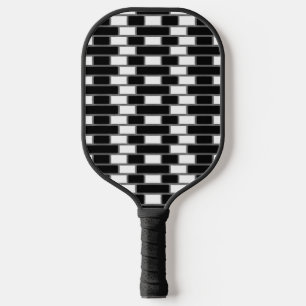 Black And White Sillitoe Tartan Chequered Patterne Pickleball Paddle
