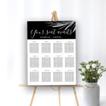 Black and White Silver Wedding Seating Charts