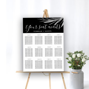 Black and White Silver Wedding Seating Charts