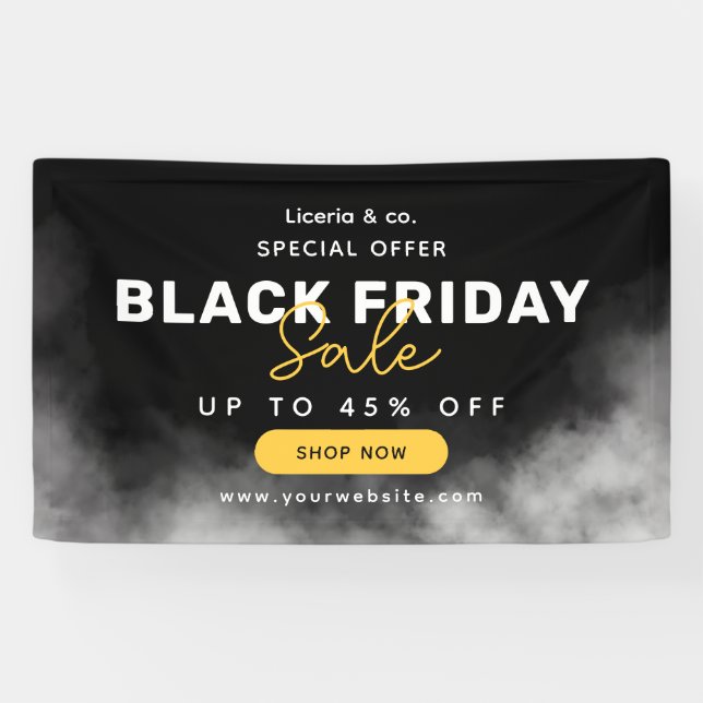 Black and White Simple Black Friday Sale Banner (Horizontal)