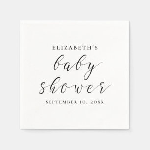 Black and white simple calligraphy baby shower napkin