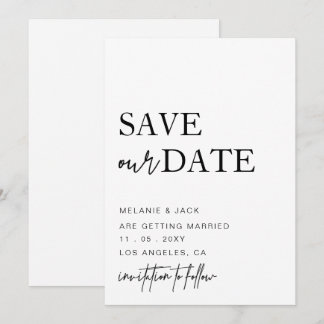 Black and White Simple Calligraphy Save The Date