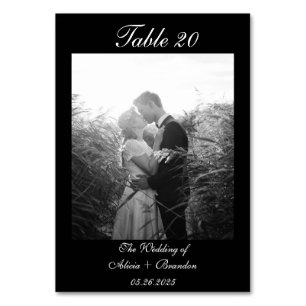 Black and White Simple Calligraphy Script Photo  Table Number