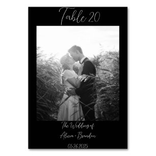 Black and White Simple Calligraphy Script Photo  Table Number