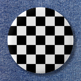 Black and White Simple Check Pattern 3 Cm Round Badge