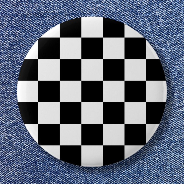 Black and White Simple Check Pattern 3 Cm Round Badge (Black and White Simple Check Pattern Pinback Button)