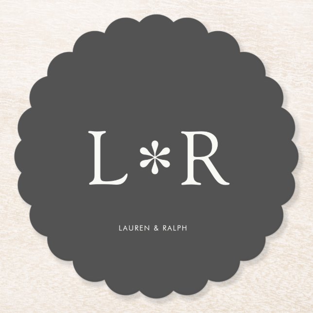 Black and White | Simple Chic Couple Paper Coaster (Front)