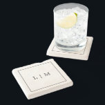 Black and White Simple Classic Minimalist Monogram Stone Coaster<br><div class="desc">Simple stone coaster featuring a modern yet elegant design with your two letter monogram surrounded by a thin border in classic black and white.  A set of these chic and stylish coasters make a great wedding gift for a minimalist couple.</div>