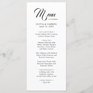 Black and white. Simple classic wedding Menu