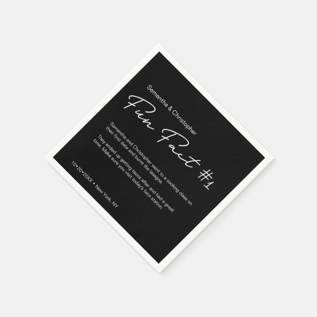 Black and White Simple Couple fun fact Wedding Napkin (Corner)