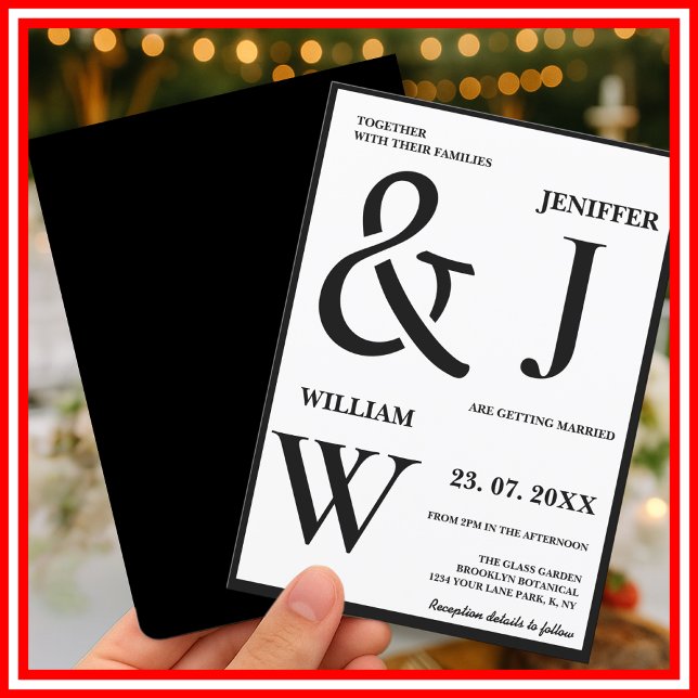 Black and White Simple Elegant Modern Wedding Invitation (Creator Uploaded)