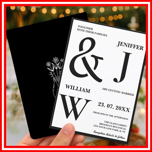 Black and White Simple Elegant Modern Wedding Invitation (Creator Uploaded)