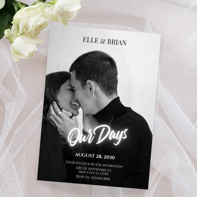 Black and white simple elegant wedding photo  invitation (Creator Uploaded)