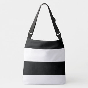 Black and White Simple Extra Wide Stripes Crossbody Bag