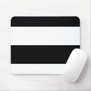 Black and White Simple Extra Wide Stripes Mouse Mat