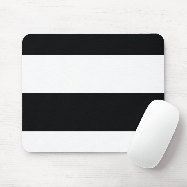 Black and White Simple Extra Wide Stripes Mouse Mat (With Mouse)