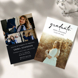 Black and white Simple Graduation Party Class 26  Invitation
